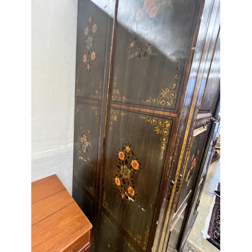 144 - An Indian painted hardwood two door cupboard, width 120cm, depth 70cm, height 185cm