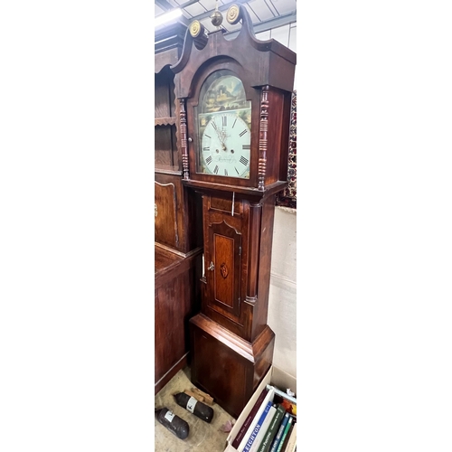 153 - A Victorian mahogany banded eight day longcase clock marked J & A Mark, Peterborough, height 208cm... 