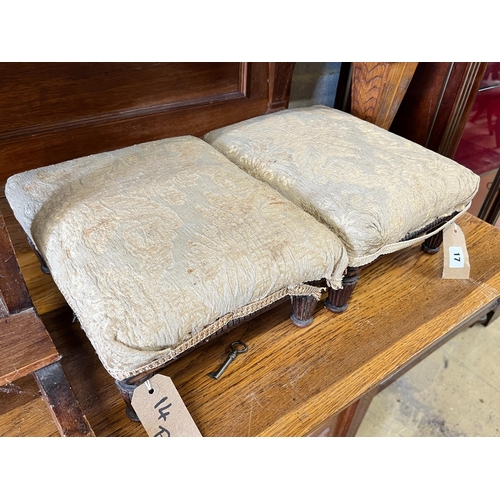 17 - A pair of Victorian mahogany footstools, width 32cm, height 15cm