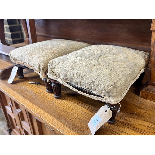 17 - A pair of Victorian mahogany footstools, width 32cm, height 15cm