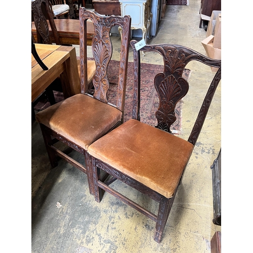 176 - Eight (five plus three) 19th century carved oak dining chairs