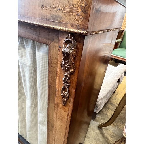 179 - A Victorian gilt metal mounted inlaid walnut two door pier cabinet, width 121cm, depth 32cm, height ... 