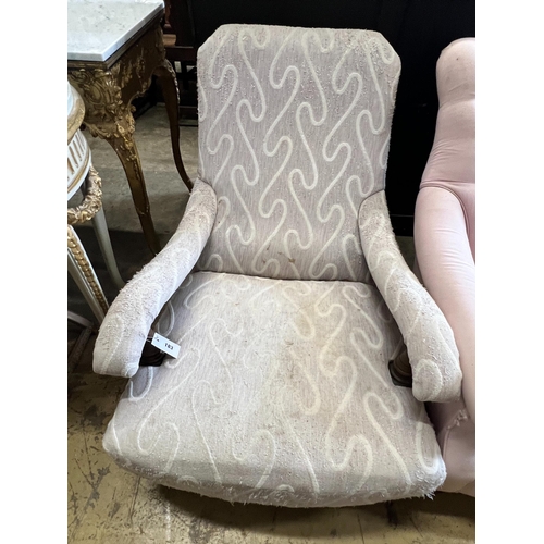 183 - A John Sankey slipper chair, width 69cm, depth 105cm, height 83cm