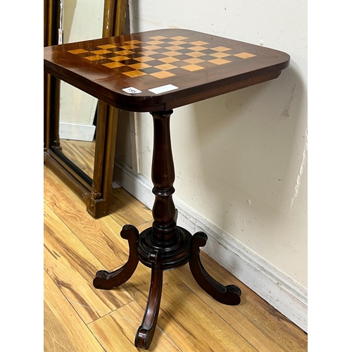 195 - A Victorian and later inlaid mahogany games table, width 45cm, height 72cm