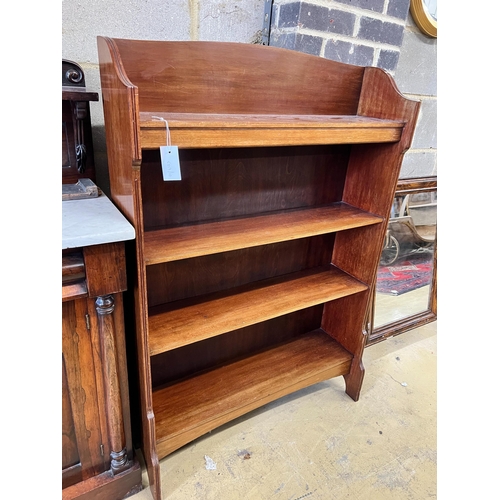 20 - An Edwardian mahogany open bookcase, width 84cm, depth 23cm, height 122cm