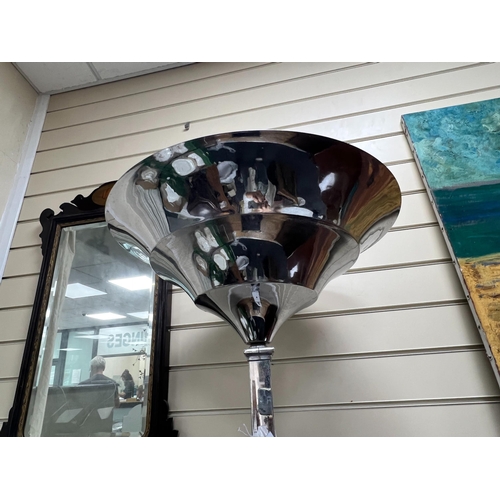 205 - An Art Deco style chrome uplighter, height 172cm