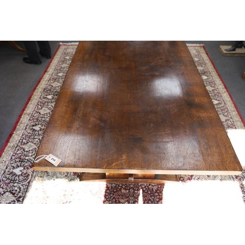 216 - A Titchmarsh and Godwin rectangular oak refectory dining table, length 213cm, width 90cm, height 78c... 