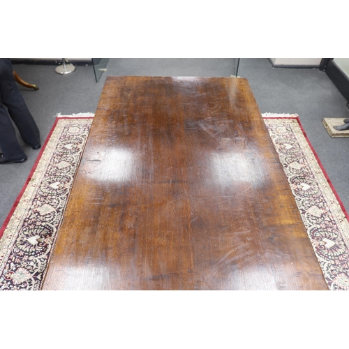 216 - A Titchmarsh and Godwin rectangular oak refectory dining table, length 213cm, width 90cm, height 78c... 