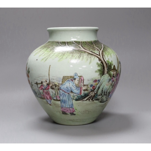 275 - A Chinese famille rose figural vase, 21cm