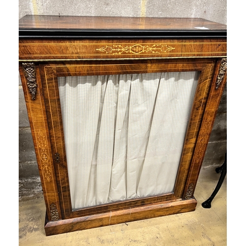 31 - A Victorian gilt metal mounted inlaid walnut pier cabinet, with a single glazed door, width 80cm, de... 