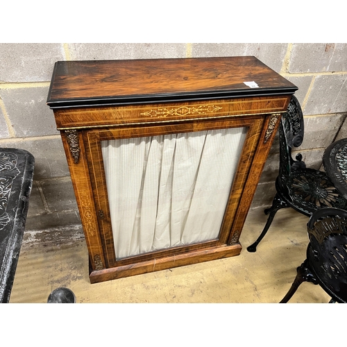 31 - A Victorian gilt metal mounted inlaid walnut pier cabinet, with a single glazed door, width 80cm, de... 