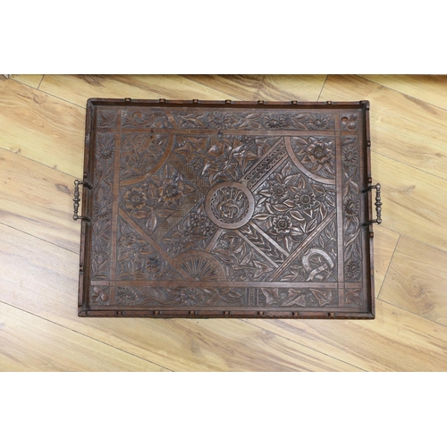 313 - A Victorian carved oak tray, 50 x 66cm