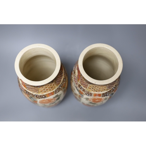 336 - A pair of Satsuma pottery vases, c.1900, 25cm tall