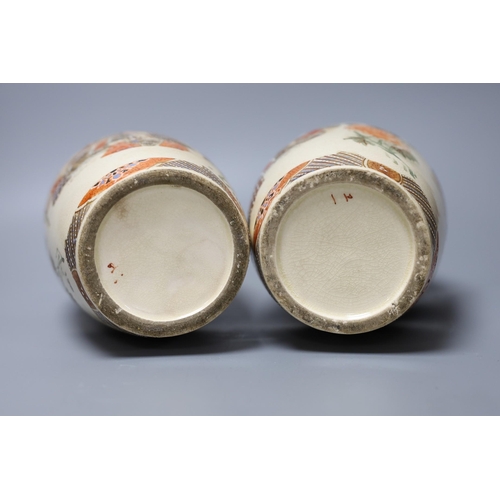 336 - A pair of Satsuma pottery vases, c.1900, 25cm tall