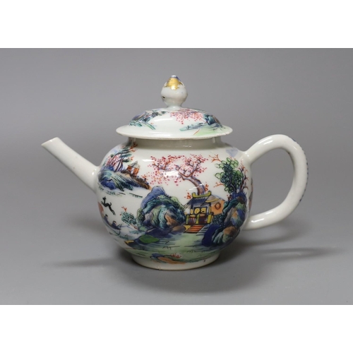 345 - A Qianlong famille painted rose bullet shaped teapot and cover, 13.5cm tall