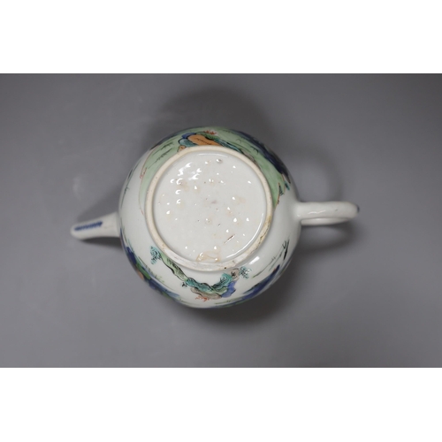 345 - A Qianlong famille painted rose bullet shaped teapot and cover, 13.5cm tall