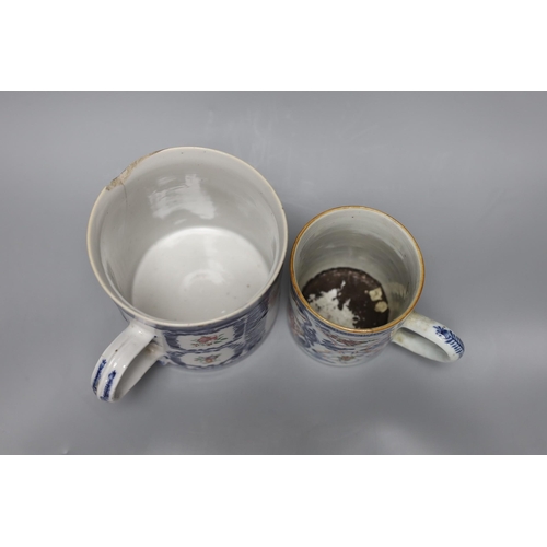 357 - Two 18th century Chinese export tankards, tallest 14cm