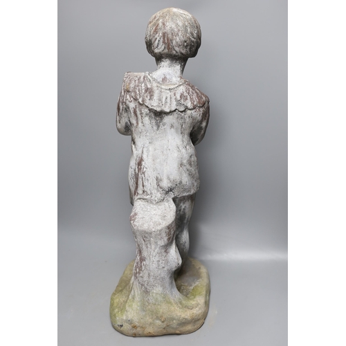 377 - A 20th century lead garden statue of Pan, 58cms high.