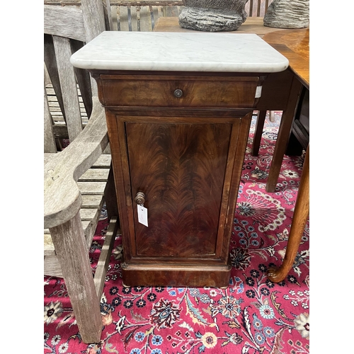 42 - A 19th century French marble topped bedside cabinet, width 44cm depth 35cm height 76cm