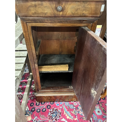 42 - A 19th century French marble topped bedside cabinet, width 44cm depth 35cm height 76cm