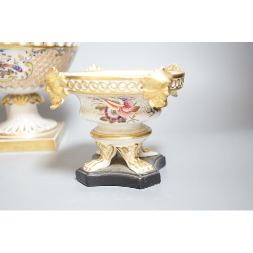 444 - A pair of 19th century continental porcelain tazzas together with a smaller example and planter (4),... 