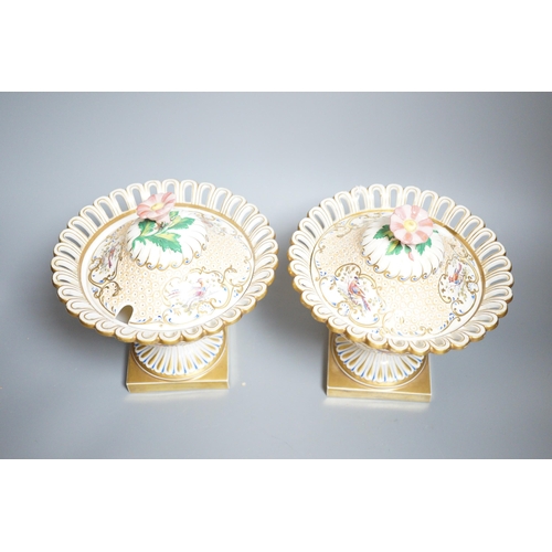 444 - A pair of 19th century continental porcelain tazzas together with a smaller example and planter (4),... 