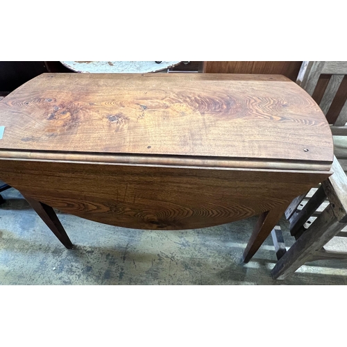 45 - A 19th century provincial ash drop leaf table, width 120cm, depth 58cm, height 76cm