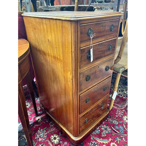 48 - A Victorian mahogany five drawer pillar chest, width 42cm, depth 53cm, height 89cm.