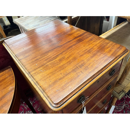 48 - A Victorian mahogany five drawer pillar chest, width 42cm, depth 53cm, height 89cm.