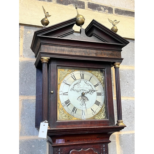 6 - A George III later carved oak cased 30 hour longcase clock, marked Evans, Salop, height 234cm