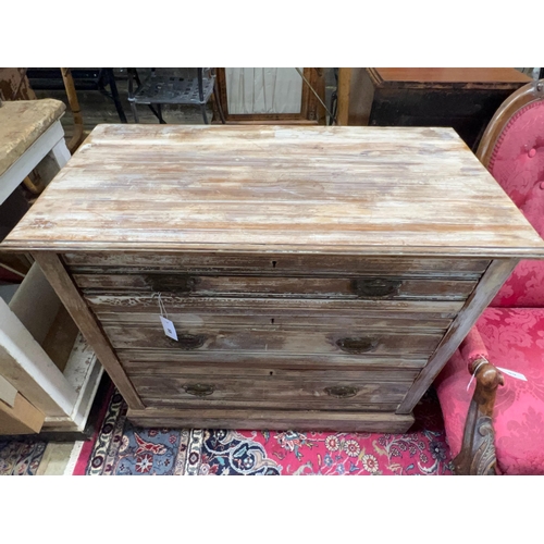 88 - An Edwardian bleached three drawer chest, width 91cm, depth 46cm, height 81cm