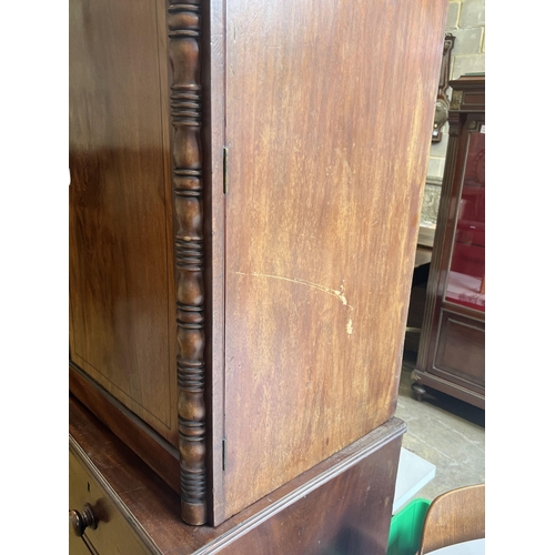 9 - A Regency mahogany linen press, converted to a hanging wardrobe, width 122cm depth 55cm height 216cm... 