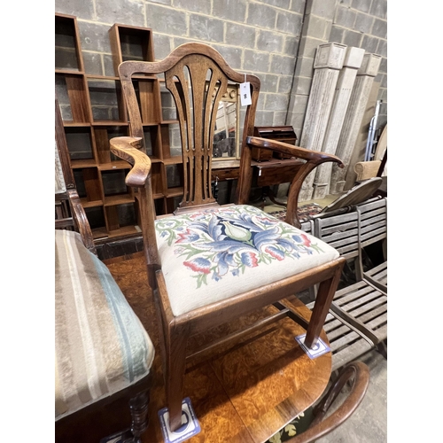 91 - A George III Provincial elm elbow chair, a Victorian nursing chair, and a dining chair