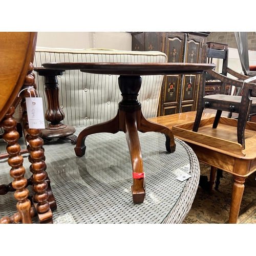 95 - An early Victorian mahogany dish top tea table, diameter 69cm, height 47cm (cut down, converted from... 