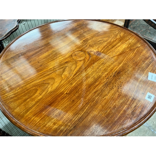 95 - An early Victorian mahogany dish top tea table, diameter 69cm, height 47cm (cut down, converted from... 