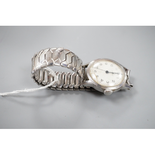 968 - A gentleman's early 1940's mid size stainless steel Omega manual wind wrist watch, with Arabic dial,... 