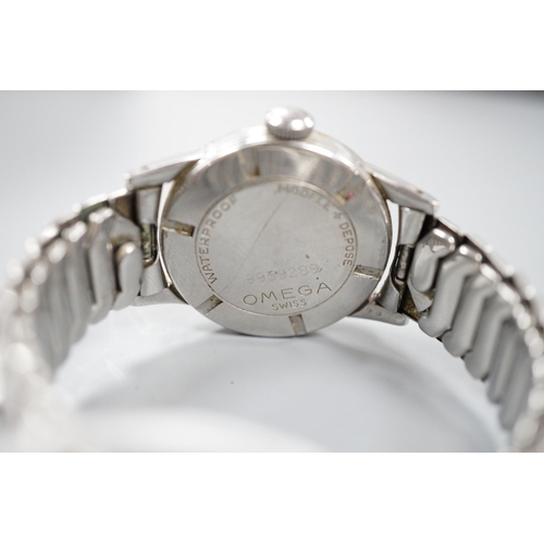 968 - A gentleman's early 1940's mid size stainless steel Omega manual wind wrist watch, with Arabic dial,... 