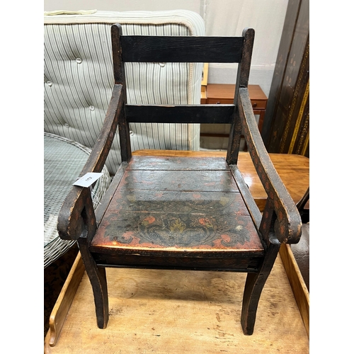 97 - A 19th century and later provincial painted child's chair