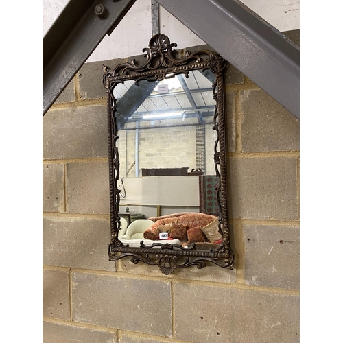 1087 - A bronzed metal and reconstituted marble console table, width 82cm, height 92cm and mirror