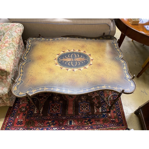 1090 - A painted wrought iron coffee table, width 122cm, depth 94cm, height 56cm