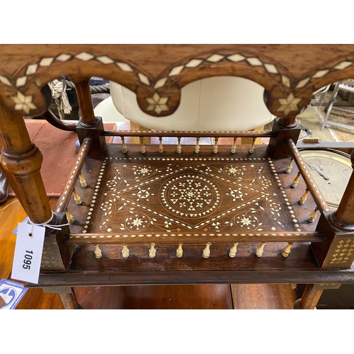 1095 - A Damascan bone inlaid two tier table, width 59cm, depth 44cm, height 76cm