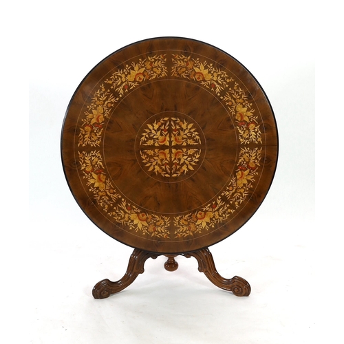 1156 - A Victorian style walnut and marquetry breakfast table Victorian-style walnut and marquetry breakfas... 