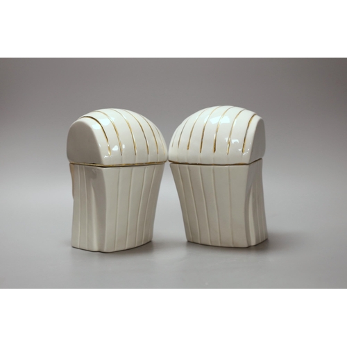 1267 - A pair of Robj Art Deco figural bonbonnieres, 17cm