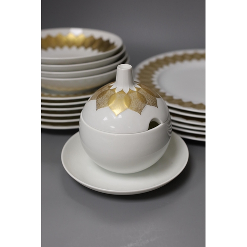 1289 - A Rosenthal Studio Line white and gold lotus pattern part dinner service