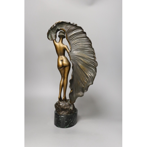 1291 - An Erte limited edition bronze dancer on marble plinth, 43cm tall