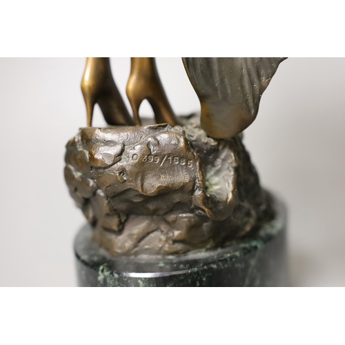 1291 - An Erte limited edition bronze dancer on marble plinth, 43cm tall