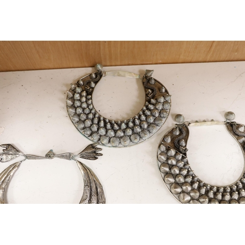 1296 - Six various south East Asian white metal collars