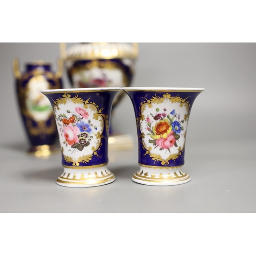 1297 - A selection of English china, to include a pair of Chamberlains Worcester spill vases, a Spode two h... 