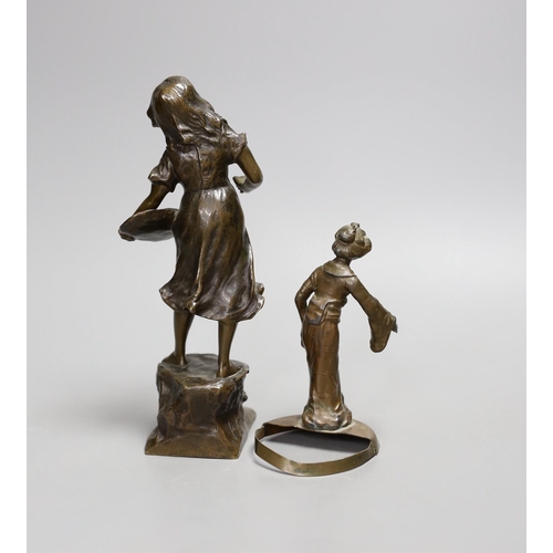 1327 - Kowalski, a small bronze figure of a girl and a damaged figure of a geisha, tallest 18cm