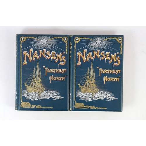 1333 - ° ° Nansen, Fridtjof - Farthest North, 2 vols, 8vo, original pictorial cloth, with folding map, Geor... 